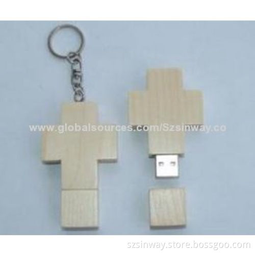 Promotional wooden USB flash memory, full capacity of 2-32GB